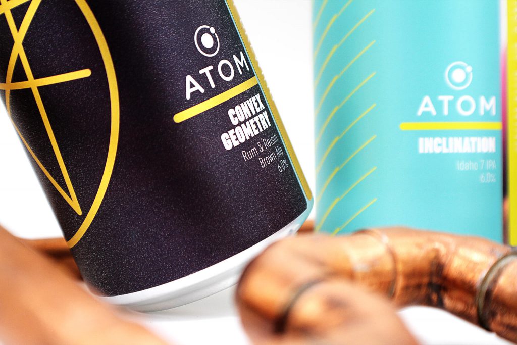 Convex Geometry Atom beer product photography
