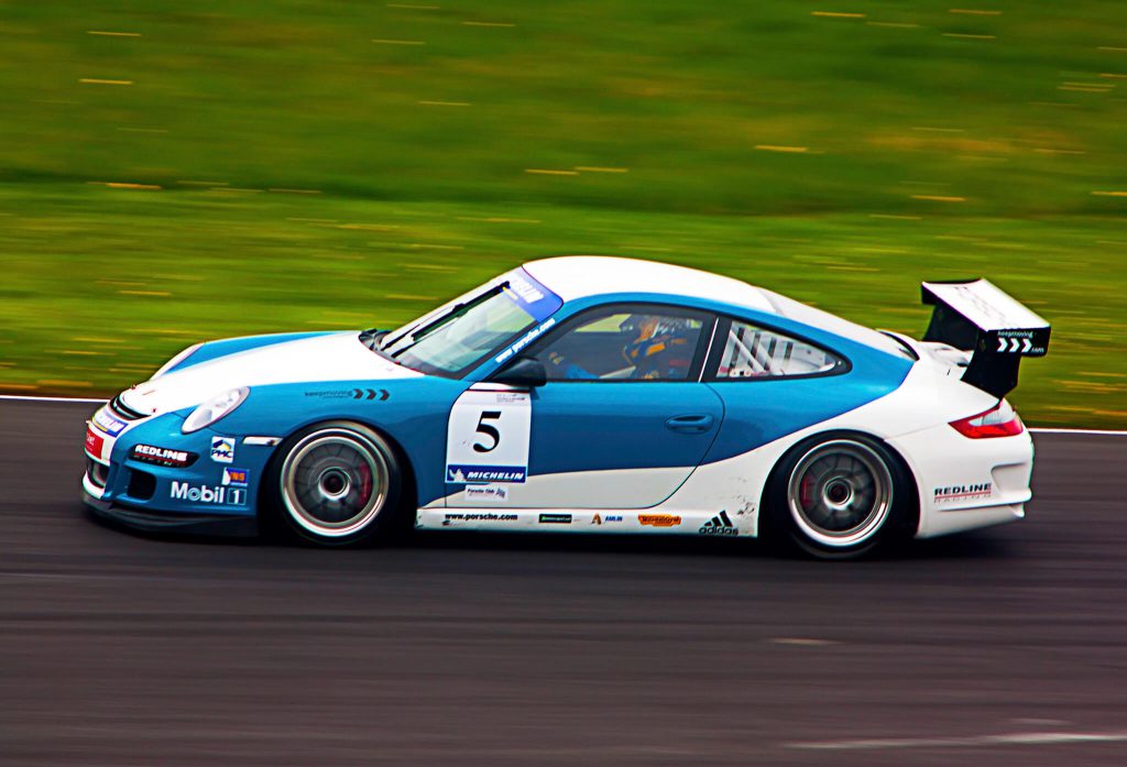 Porsche car on race track