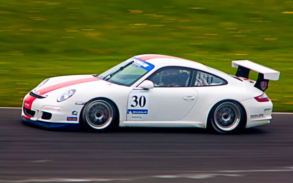 Porsche car on race track