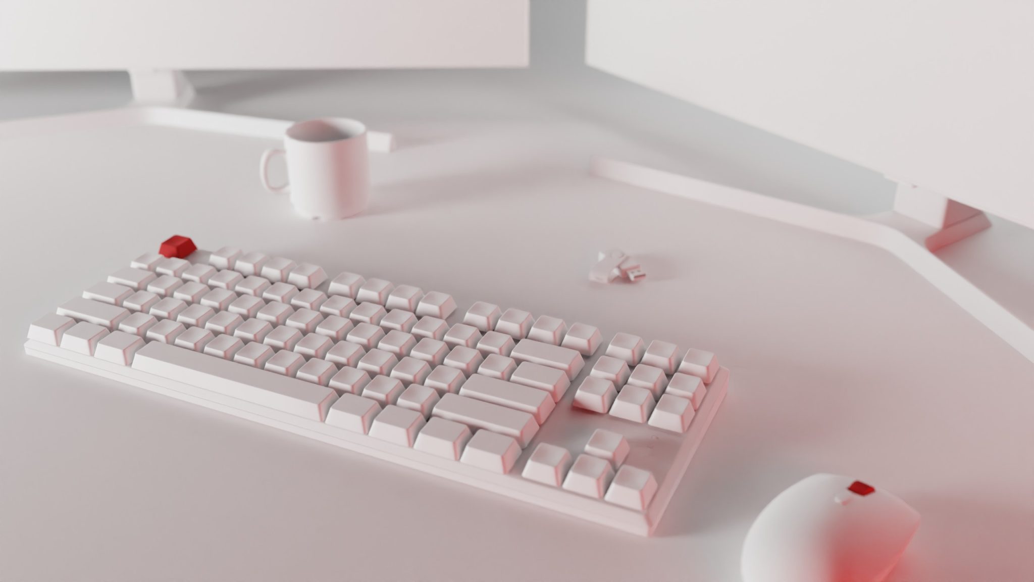 3D rendered keyboard on desk